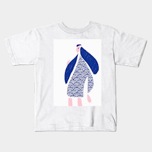 Woodblock Wave Woman Kids T-Shirt